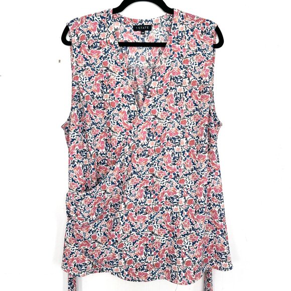 1.State Floral Sleeveless Wrap Top Pink Blue 2X zq - Picture 1 of 5
